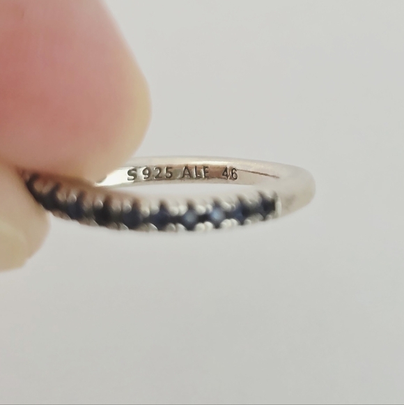 Pandora Sparkling Wishbone Ring – Sterling Silver with Blue Stones Size 3.75 - Picture 5 of 6